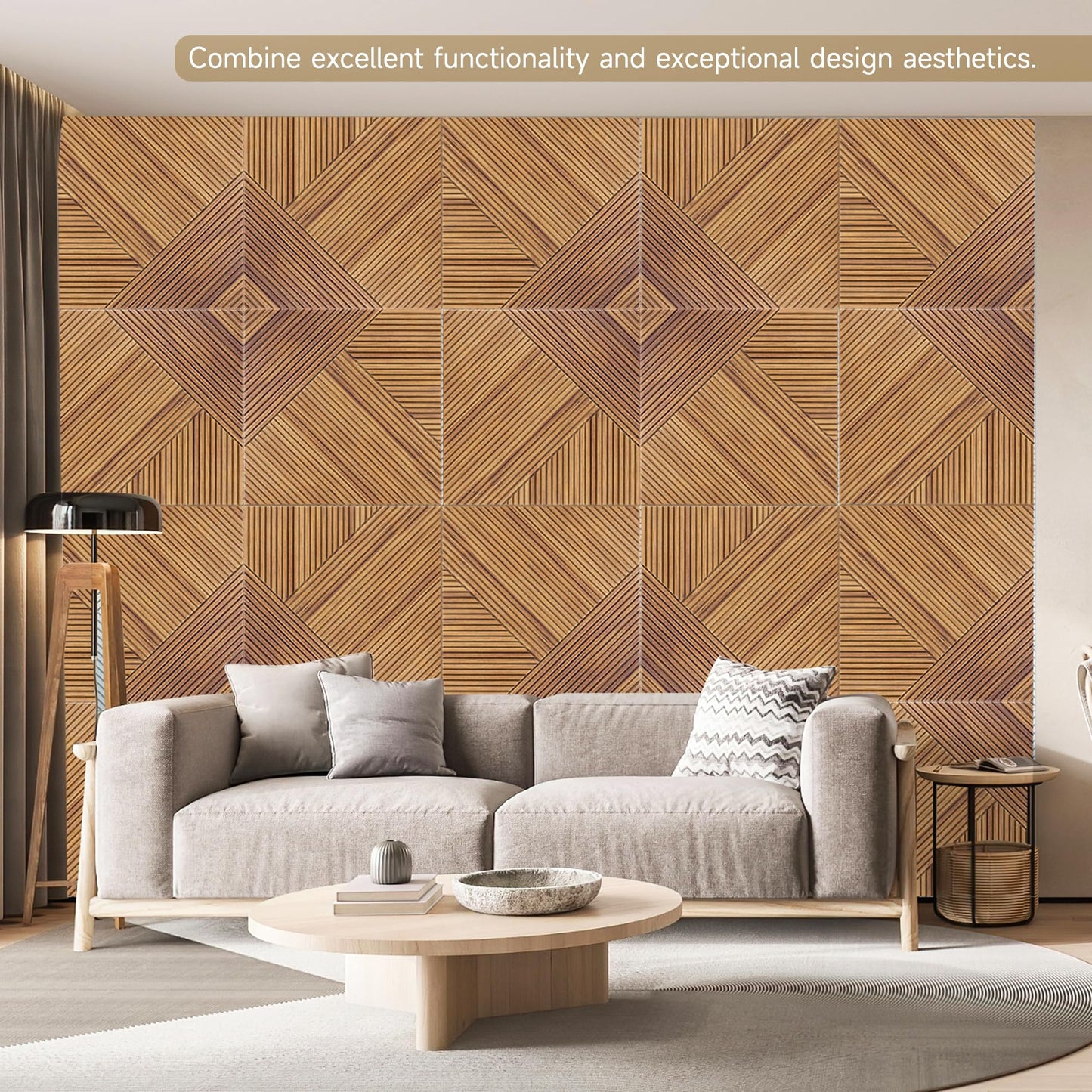 Autorific Acoustic Wall Panels,6 Pack Total Size 72 x 48 Inches,Self-Adhesive Decorative Acoustic Panels for Wall and Ceiling,3D UV Printing with Wood Look,Beech