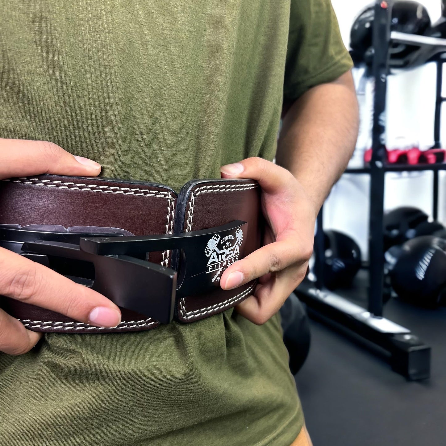 Arsa Fitness Weightlifting Adjustable Lever Belt for Men & Women Leather Weight Belt for Powerlifting Back Support Workout Deadlifts Squats 10MM Thickness 4" Width Royal Oak (LARGE)