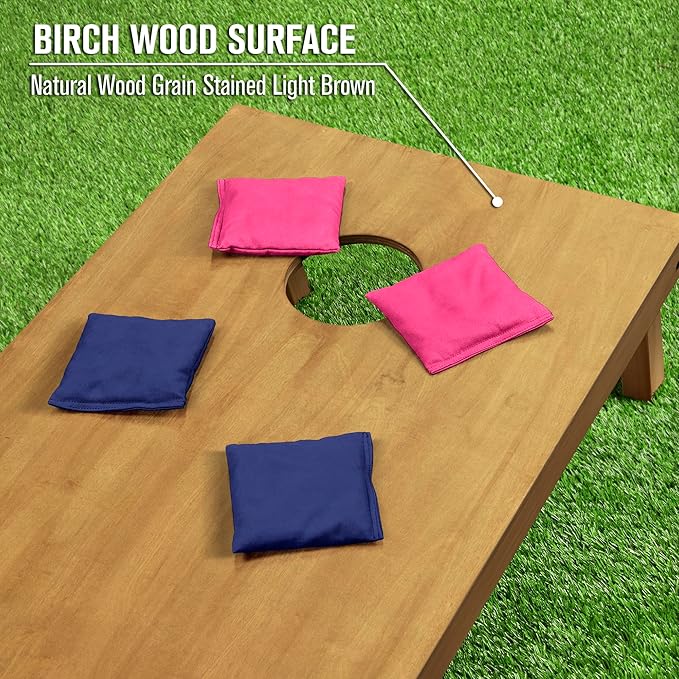 GoSports 4 ft x 2 ft Regulation Size Wooden Cornhole Boards Set - Includes Carrying Case - Full Regulation Size Bean Bag Toss Boards
