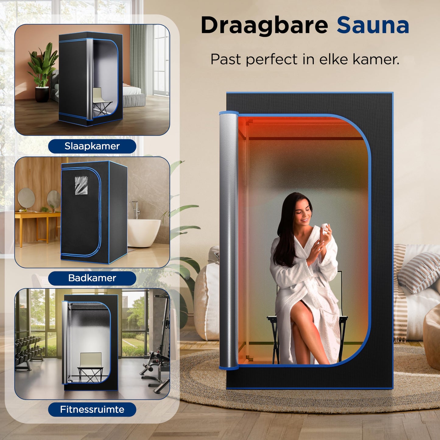 SereneLife Portable Sauna Box for Home, Infrared Sauna Tent with Heated Foot Pad and Folding Chair, Remote Control In-Home Spa, 35" x 71" - inch (Black)