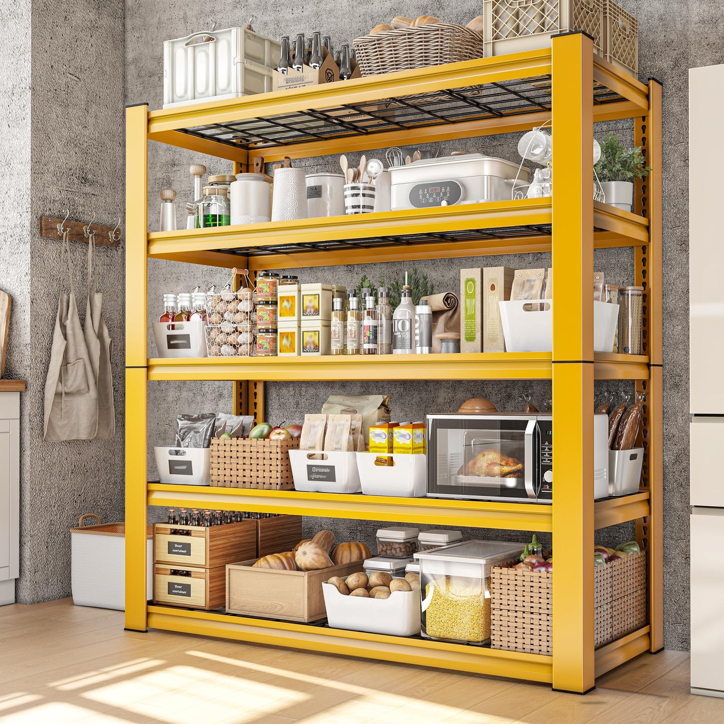 REIBII Orange Garage Shelving, 3010 LBS Heavy Duty Storage Shelves, Adjustable 5 Tier Metal Shelf for Home, Kitchen, Basement, Commercial, Warehouse, Office (72" H x 35.5" W x 16" D)