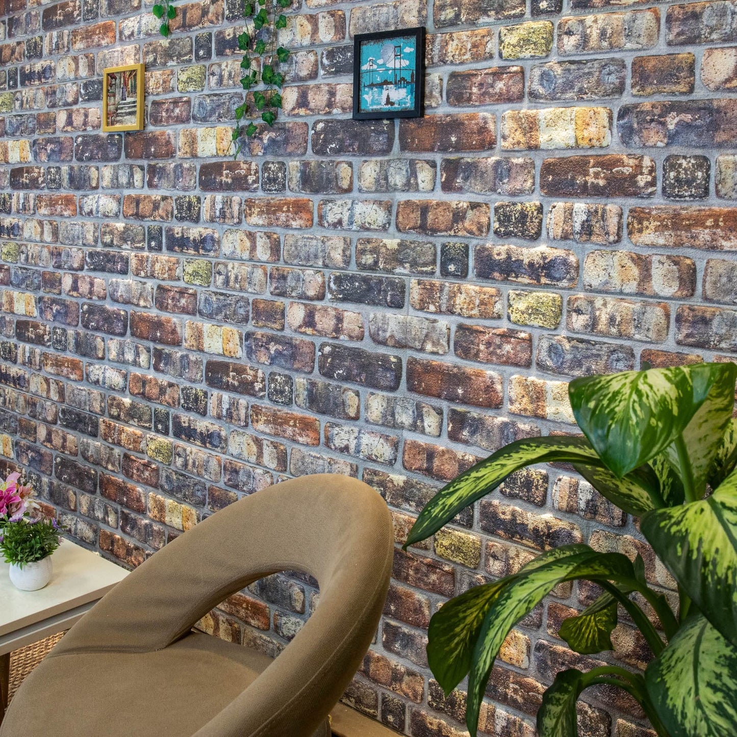 Dundee Deco 3D Wall Panels Faux Brick - Cladding, Multicolored Stone Look Wall Paneling, Styrofoam Facing for Living Room, Kitchen, Bathroom, Balcony, Bedroom, Set of 5, Covers 27 sq ft