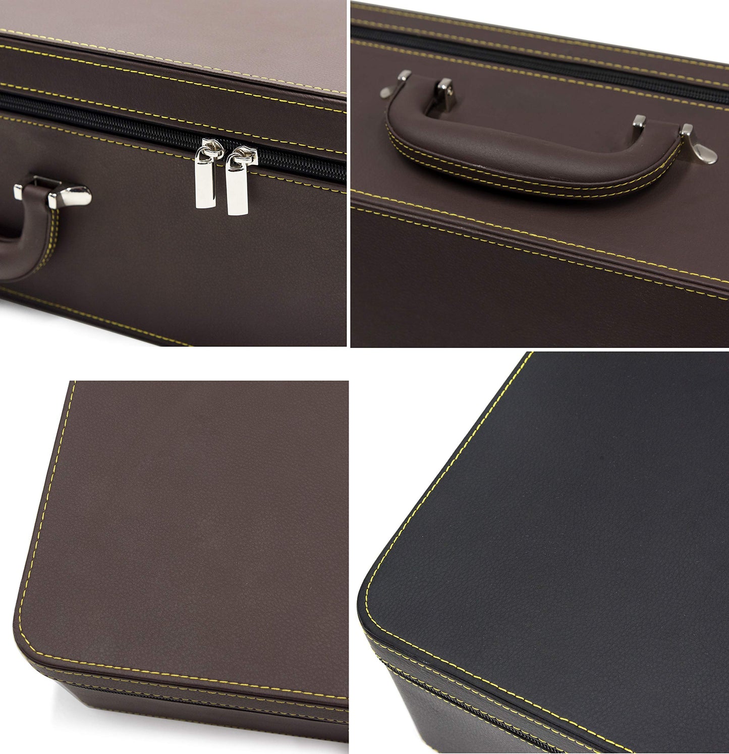 SANSREPONSE Jewelry Trays stacks Carriable with Handle Zipper Box Organizer Faux-Leather Accessory Case Storage(L6 Layers)