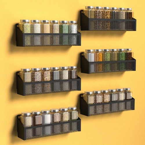 Moforoco Spice Rack - Over Door Pantry Organizer for Cabinet Storage | Black Wall-Mount Shelf