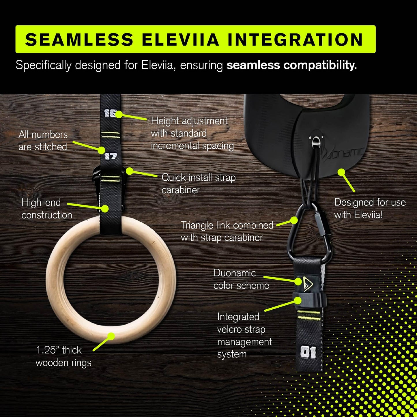 Eleviia Ultimate Pullup Travel Package: 9-Piece Kit Includes The Original Eleviia Doorway Pullup Bar System, Wooden Rings and Travel Straps, and Super Compact Travel Bag
