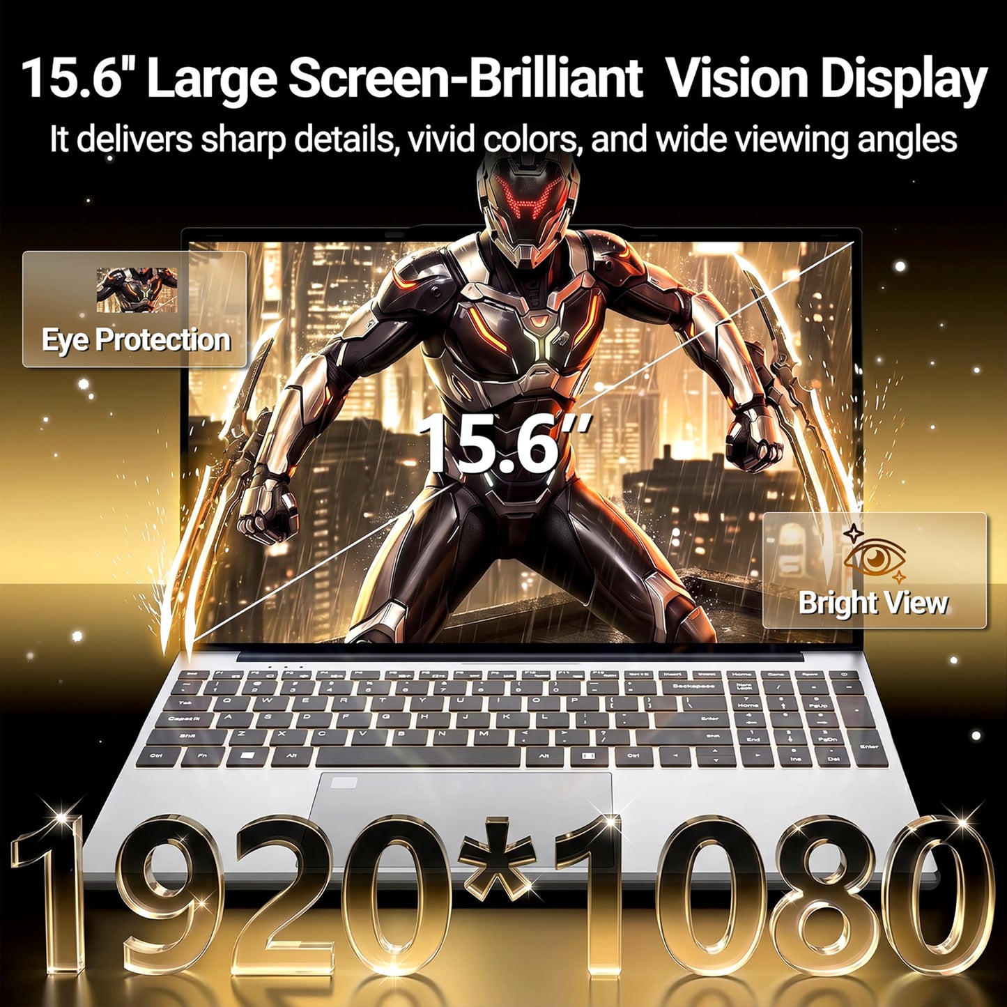 2026 Laptop, 15.6" Laptop Computer with Celeron N5100 16GB RAM DDR4 512GB SSD, 1920*1080, 180°Hinge Portable Laptop, WiFi 5, BT 4.2, Lightweight Backlit Keyboard Lap Top for Business Student