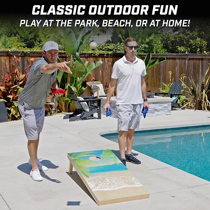 GoSports 4 x 2 ft Regulation Size Wood Cornhole Boards - 10 Vintage Wood Designs (Choose Your Style)