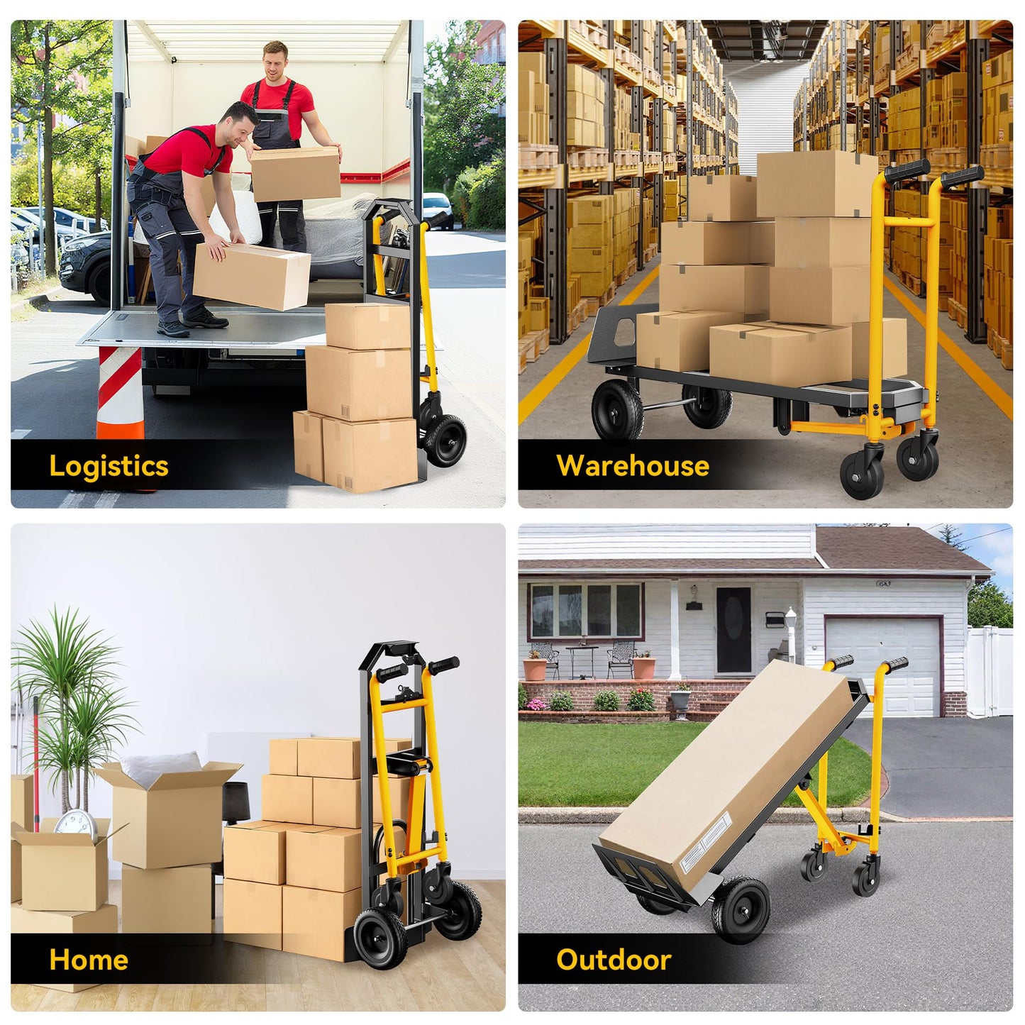 LDHTHOPI 4 in 1 Convertible Hand Truck Dolly, 850Lbs Heavy Duty Folding Hand Truck Dolly Cart with Wheels, Non-Slip Handle for Moving Home, Shopping, Office, Warehouse
