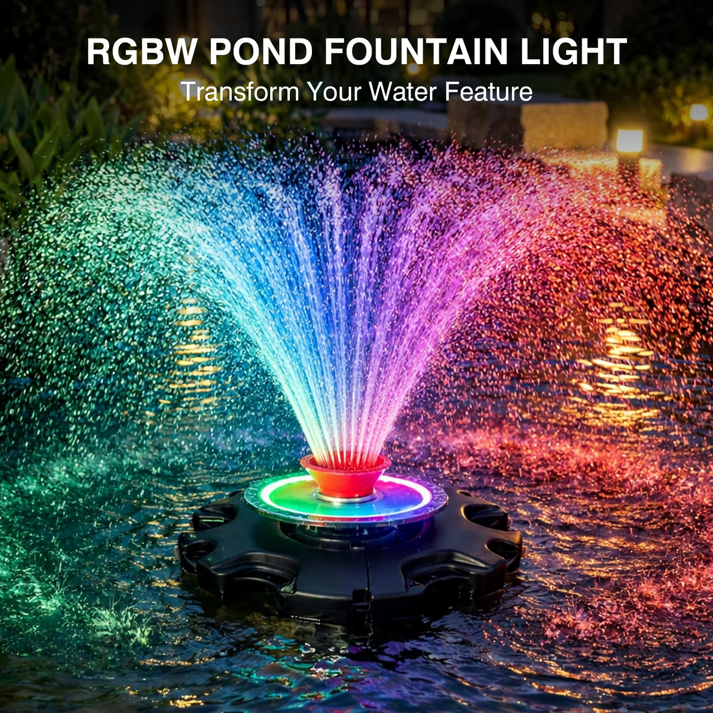 Pond Fountain Aerator, LED RGB Multicolor Aerator Floating Fountain Light, 750W 1HP 15000 GPH Floating Pump,IP68,for Ponds & Lakes