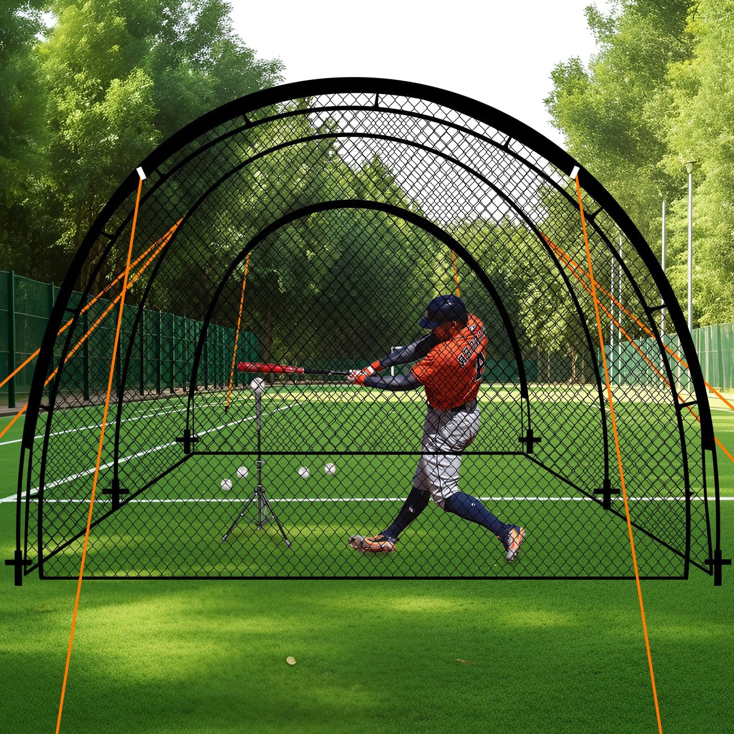 Hazacl Baseball Batting Cage for Backyard, Softball Cage Batting Net Portable with Carrying Bag Detachable Door with Hitting Target for Batting Training Pitching Practice (22 ft)
