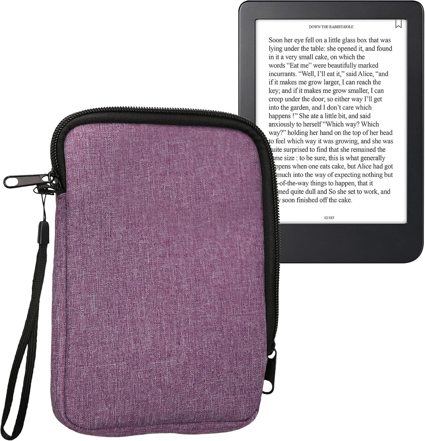 kwmobile 6" Fabric Protective Cover Compatible with eReader Cover - Fabric Cover for e-Reader with Zip - Lavender