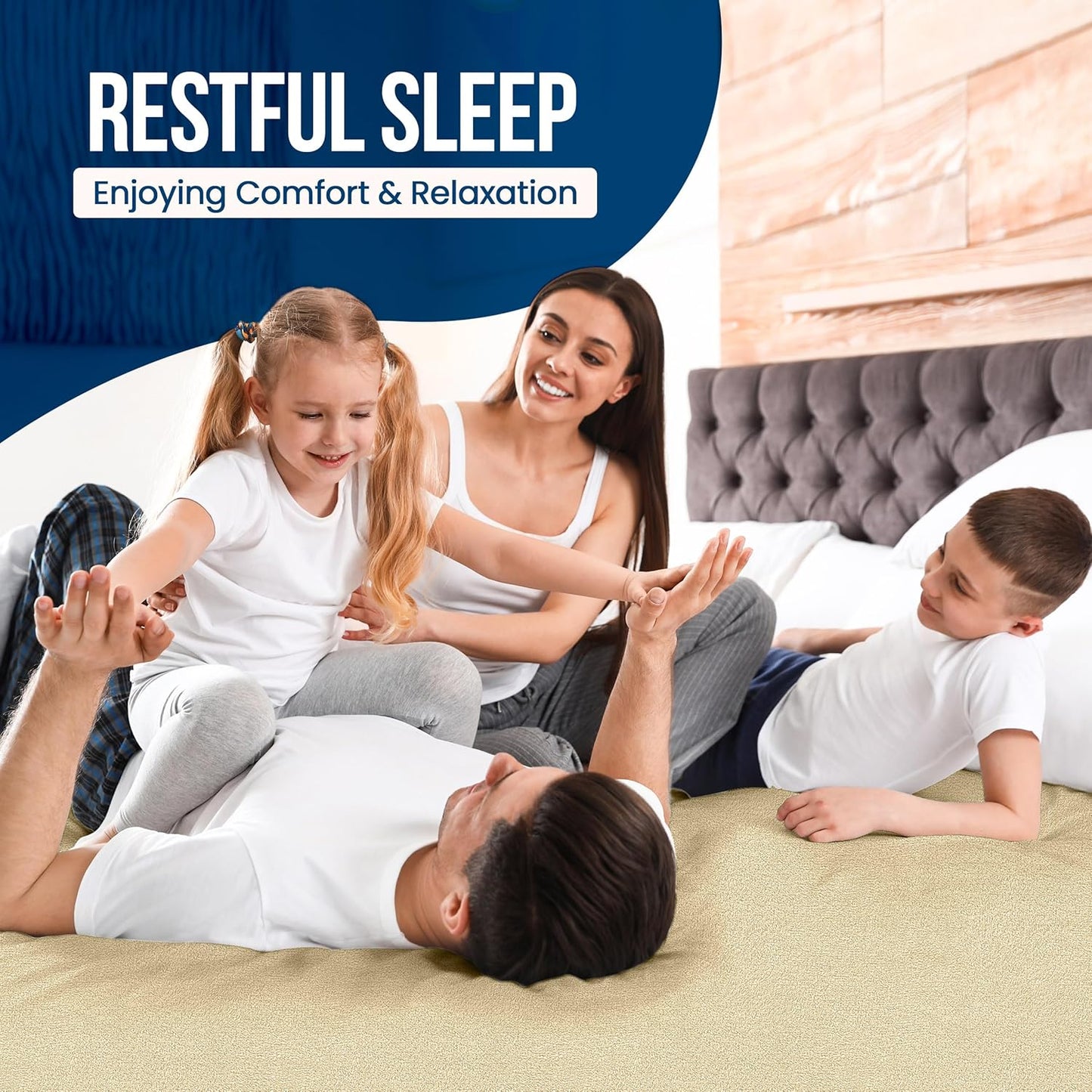 Queen Size Mattress Protector Waterproof, Premium 200 GSM Terry Mattress Cover, Soft & Breathable Bed Cover, Fitted Sheet Style Stretchable Deep Pockets 17" by Utopia Bedding (Beige)