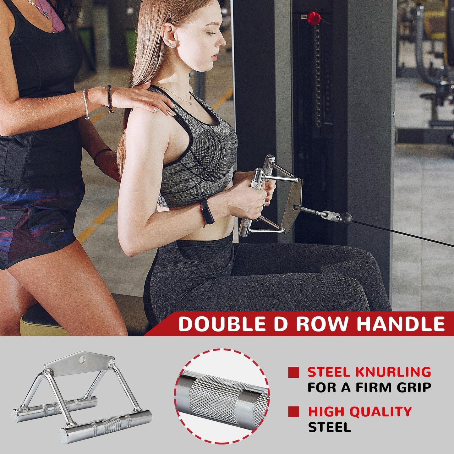 Signature Fitness 5-Piece Cable Attachment Set, LAT Pulldown Gym Accessories with Tricep Rope, V Handle, V Bar, V-Shaped & Rotating Straight Bars, 800 lb Capacity for Home Gym