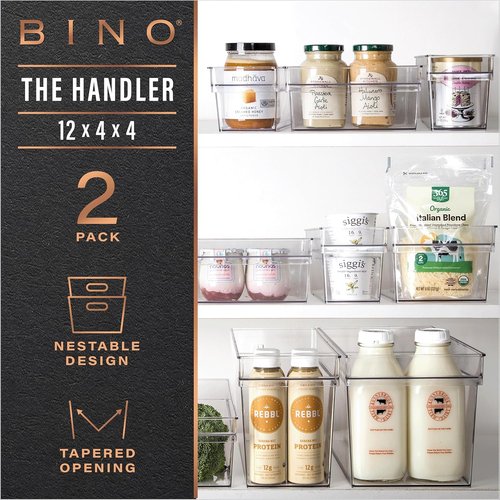 BINO Plastic Storage Bins - Shallow Multipurpose Organizer | Clear Kitchen Pantry Containers