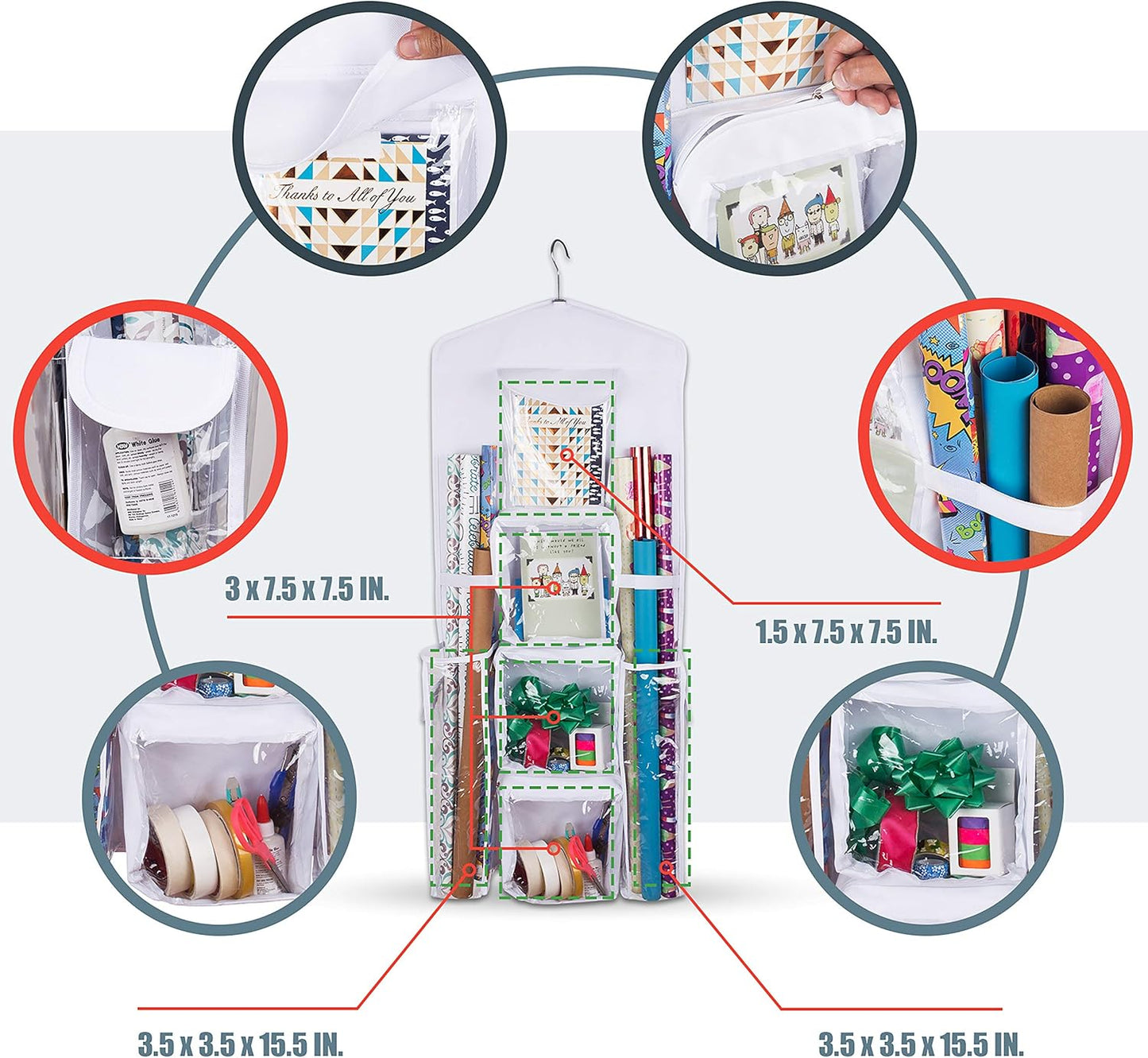 Regine Switzerland Double-Sided Gift Bag & Wrap Organizer - Stylish White Design