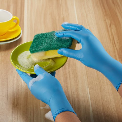 Kids Disposable Nitrile Gloves for 7-14 Years - Latex Free, Powder Free - for Crafting, Painting, Cooking, Cleaning -100 PCS (Blue)
