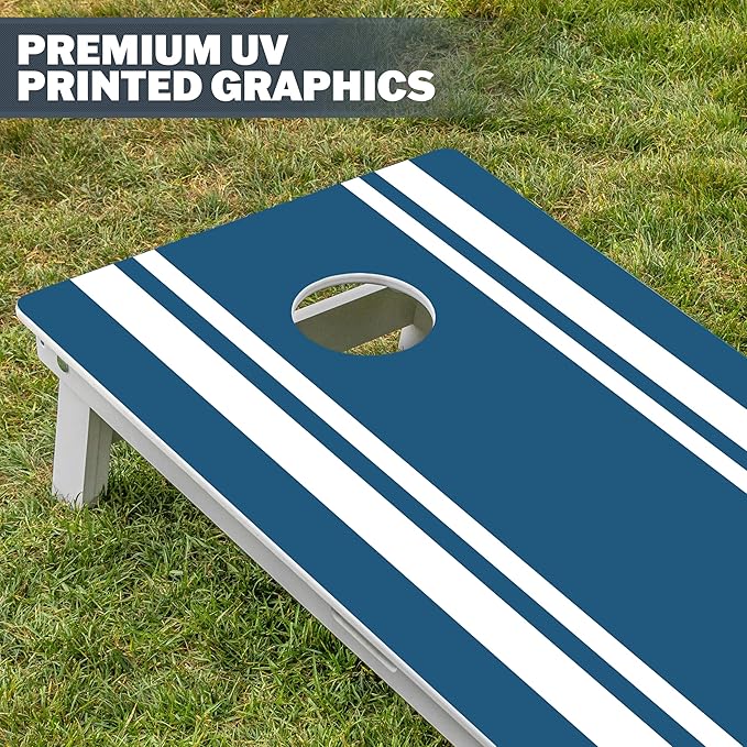GoSports 4 x 2 ft Resort Collection All Weather Cornhole Boards - Choose Rustic, Beach, White DIY, Blue Stripe, Palms - Regulation Size Set