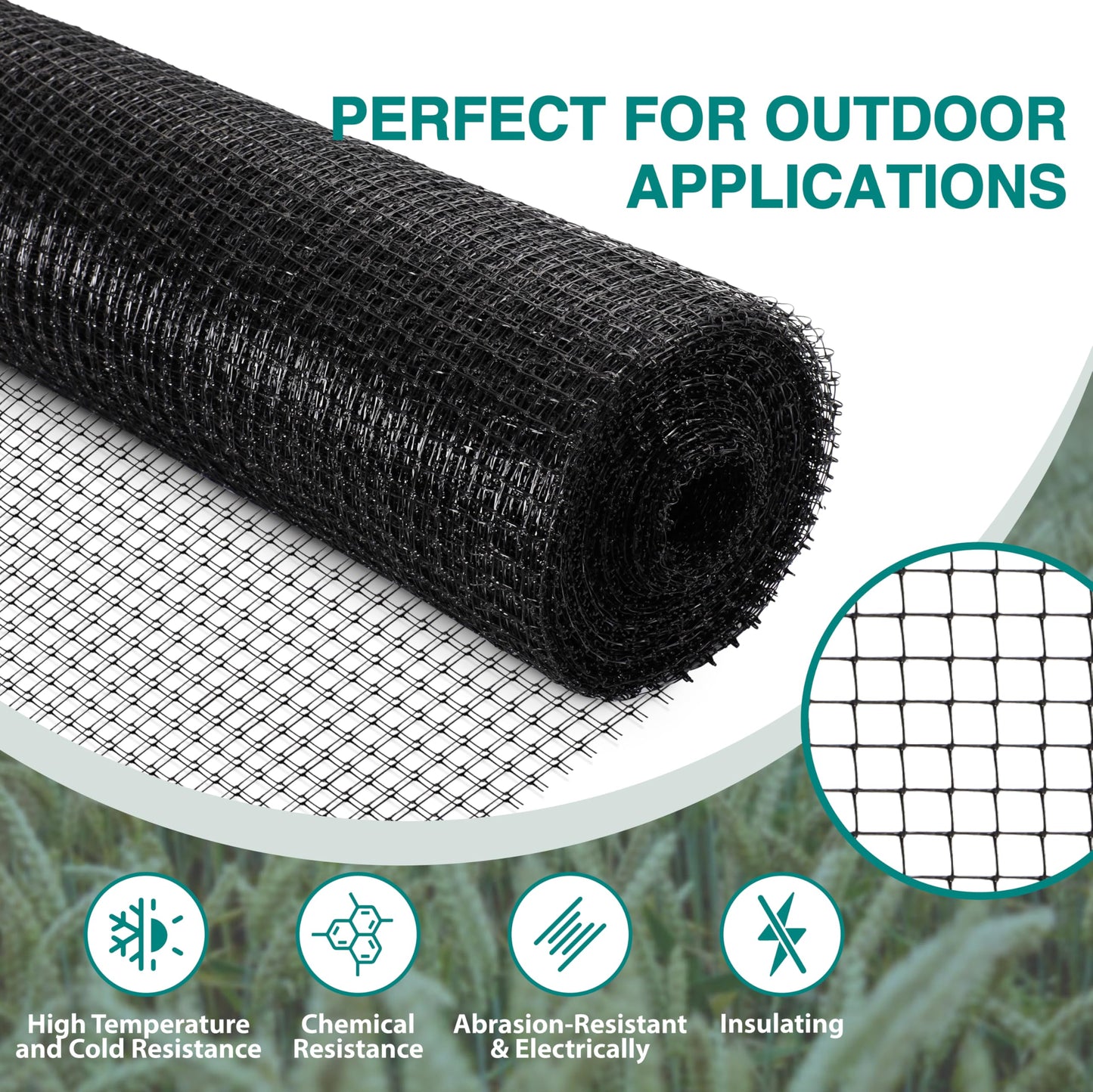 FRUITEAM 8ft×165ft Deer-Fence,Deer-Netting for Garden,Wildlife Netting,Heavy Duty Garden Fencing Roll for Plant Protection