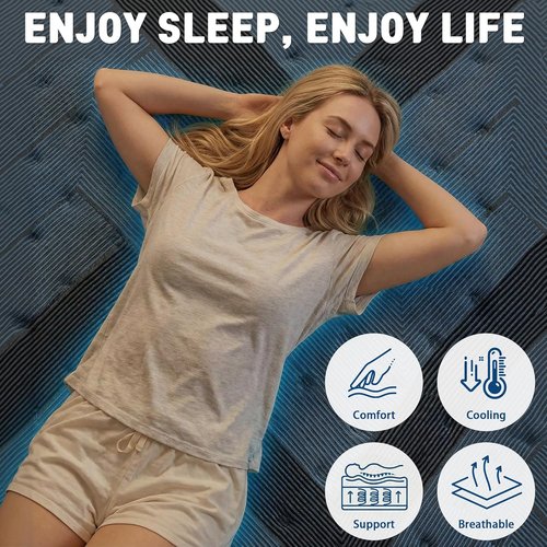 Breezpet 12 Inch Queen Mattress - Memory Foam for Enhanced Support & Comfort | Cooling, Back Pain Relief, CertiPUR-US