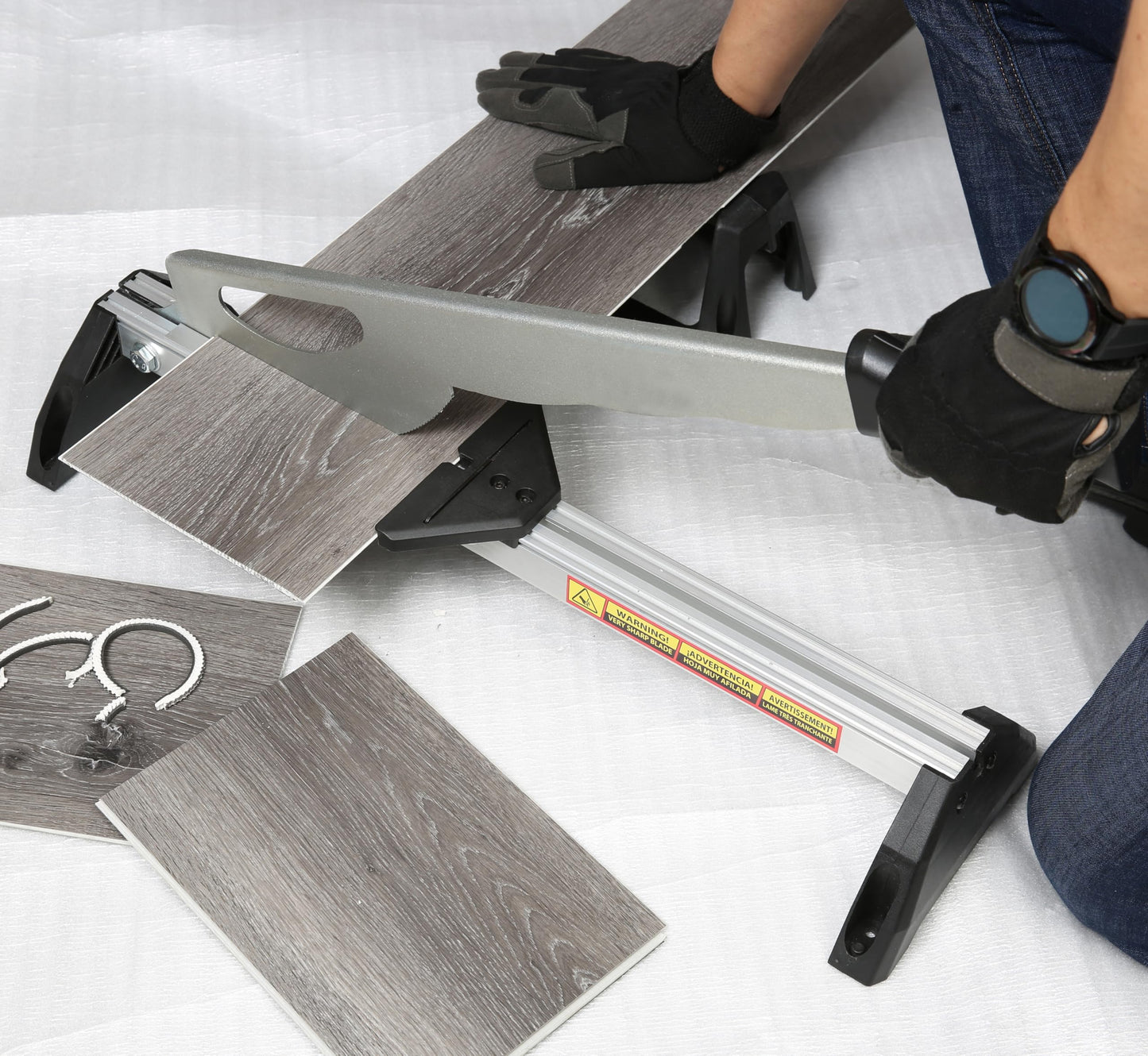 FullyAssembled Laminate/Vinyl Floor Cutter, Angle&Length Cutting,Laminate Flooring Cutter,Cuts 2-5mm Thickness Rubber Floor,Laminate Floor,VCT,PVC,Steel/Alu,Floor Cutter for Small Project & Thin Floor