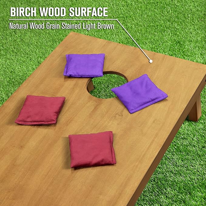 GoSports 4 ft x 2 ft Regulation Size Wooden Cornhole Boards Set - Includes Carrying Case - Full Regulation Size Bean Bag Toss Boards