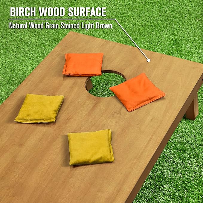 GoSports 4 ft x 2 ft Regulation Size Wooden Cornhole Boards Set - Includes Carrying Case - Full Regulation Size Bean Bag Toss Boards