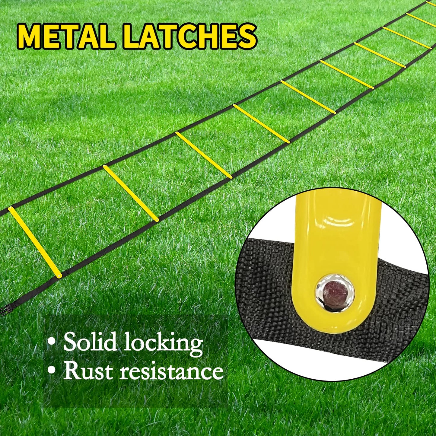Socpuro Agility Ladder Speed Training Equipment 16FT 12 Rung Footwork Sports Agility Speed Ladder for Football Basketball Baseball with Carry Bag