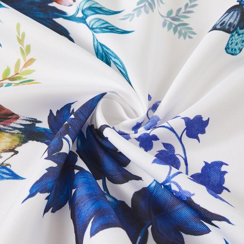 Lush Decor Fantasia Shower Curtain Single 72" W x 72" L Teal & Blue - Floral Shower Curtains - Tropical Bath Curtain - Bird Print - Modern Decor