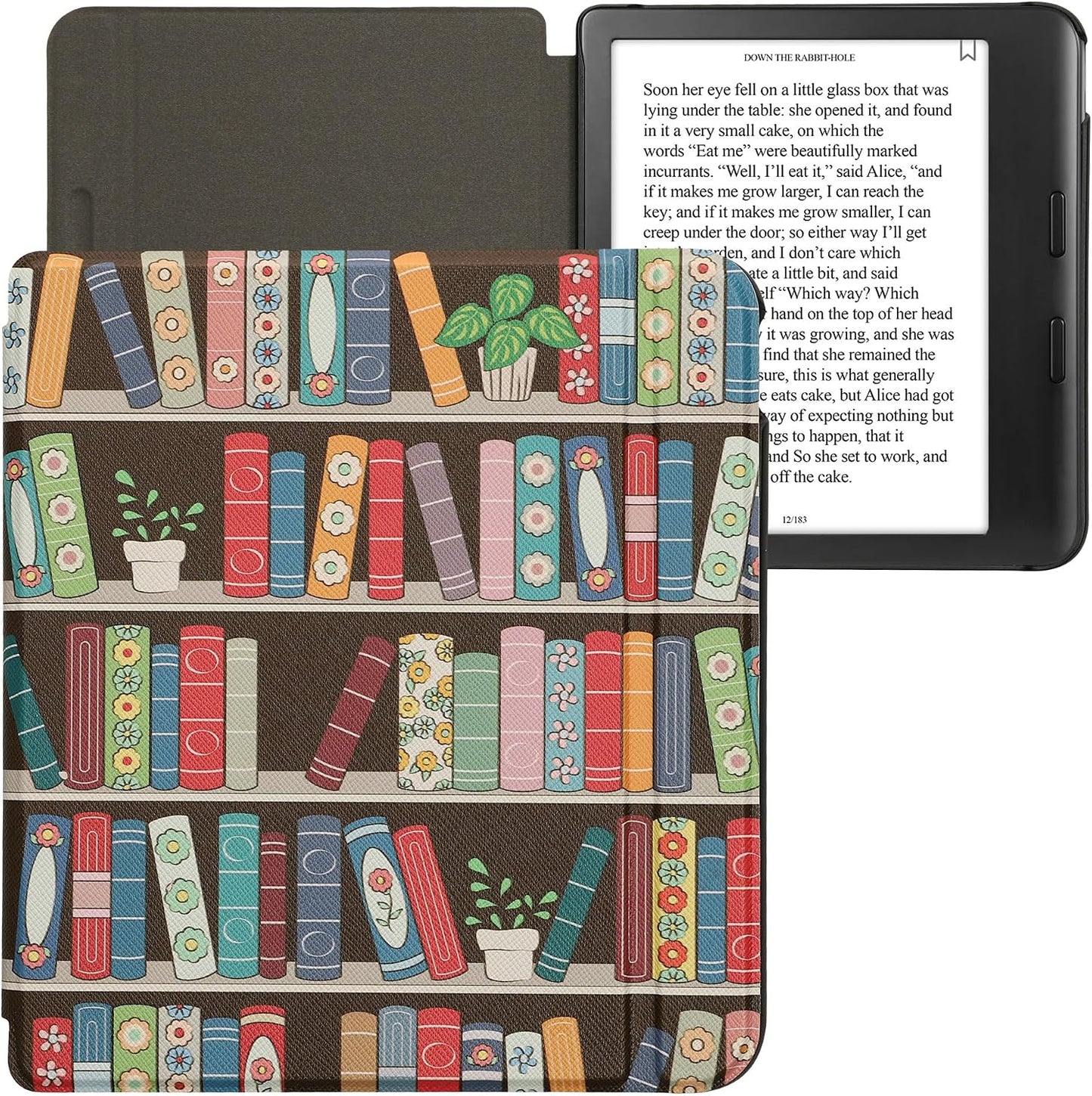 kwmobile Summer Case Compatible with Kobo Libra Colour Case - eReader Cover - Library Blue/Green/Dark Pink