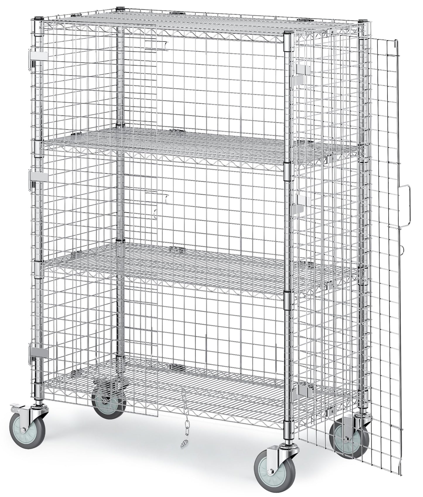 RALOZZD 3 Tier Commercial Grade NSF Solid Steel Wire Mesh Rack Storage Unit, Mobile Security Cage Kit with Lock, 24'' x 48'' x 71'', Organizer for Garage, Warehouse, Restaurant (48''L x 24''W x 71''H)