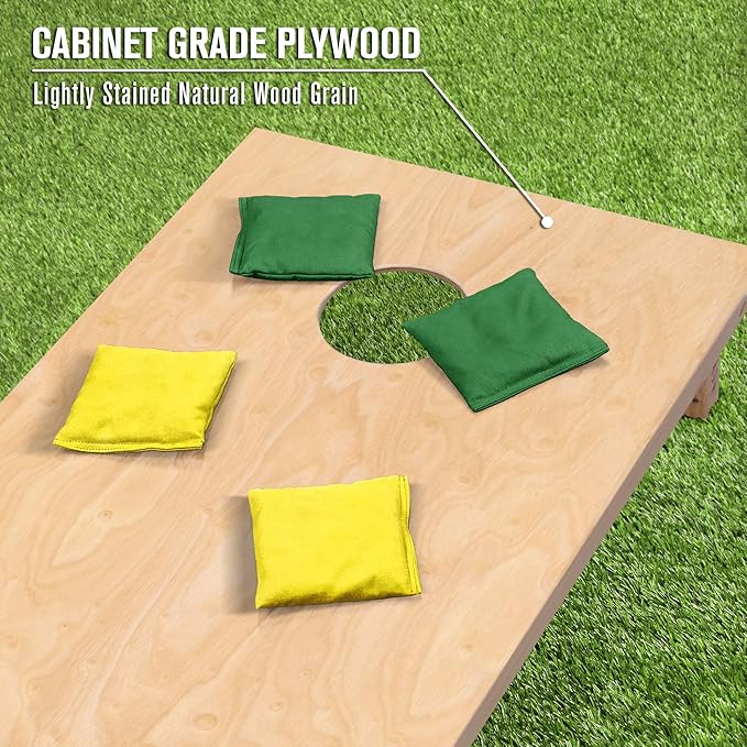GoSports Regulation Size Wooden Cornhole Set with Natural Wood Finish - Includes Carrying Case