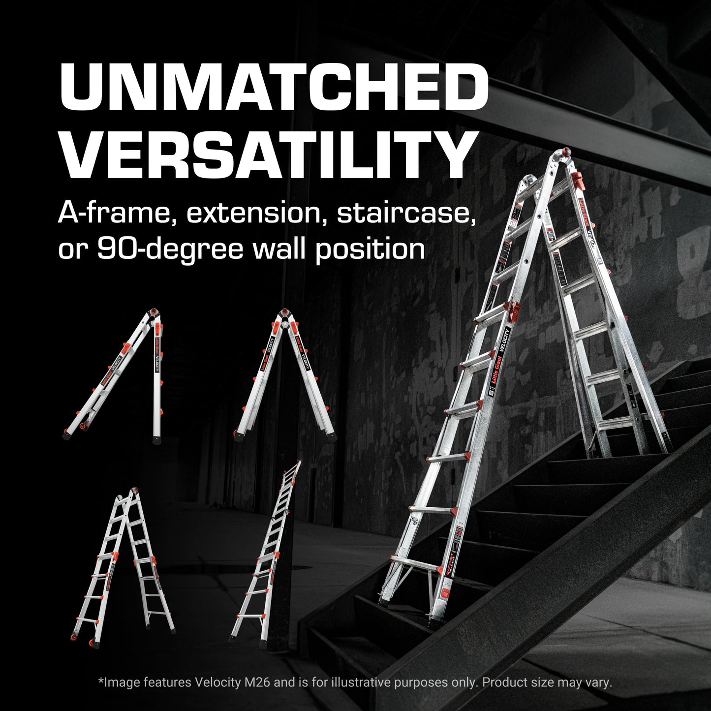 Little Giant Ladder Systems Velocity with Wheels, M17, 17 Ft, Multi-Position Ladder, Aluminum, Type 1A, 300 lbs Weight Rating, (15417-001)