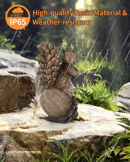 iStatue 10” Resin Squirrel Figurine - Charming Woodland Animal Decor for Fall Harvest & Thanksgiving