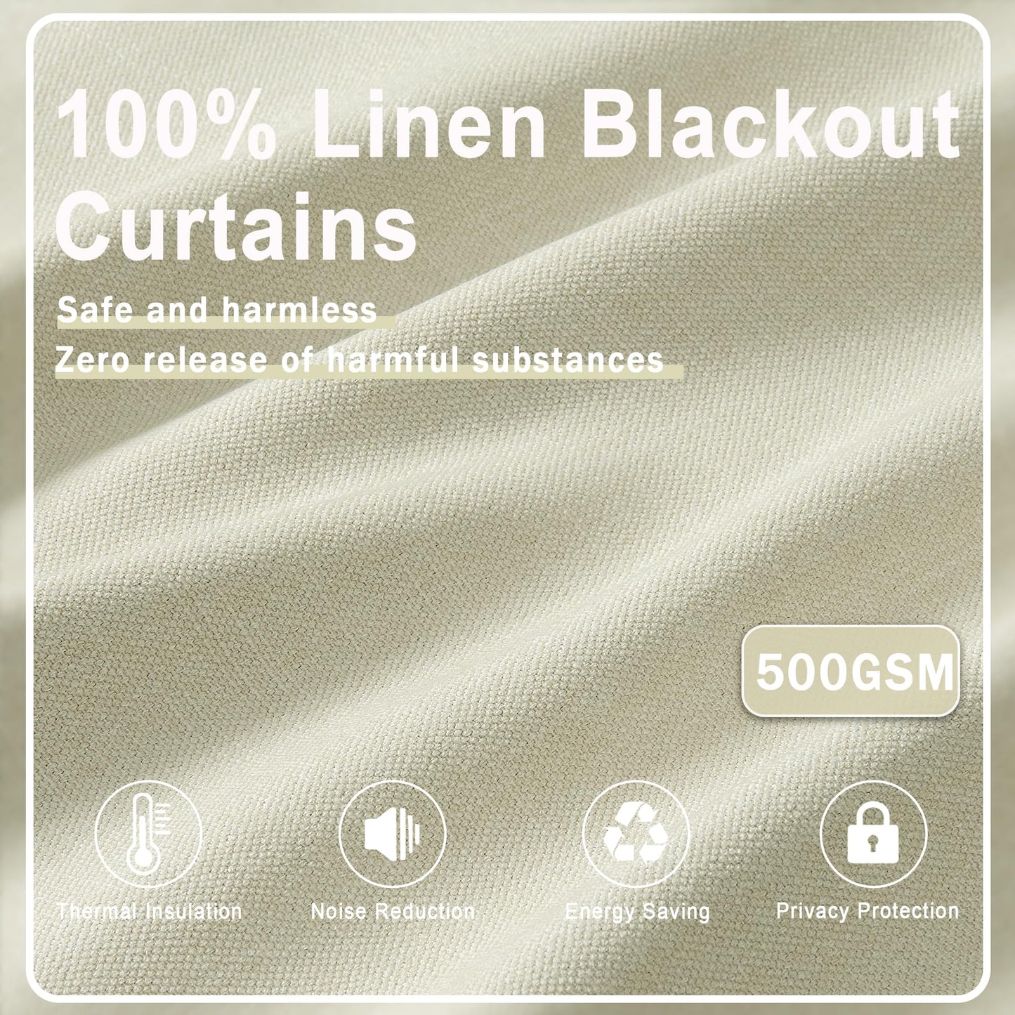 LIMON HOME Linen Blackout Curtains for Living Room 84 Inches Long Boho Black Out Curtains for Bedroom Thermal Insulated Light Blocking Drapes 2 Panels Set Noise Reduction Curtain