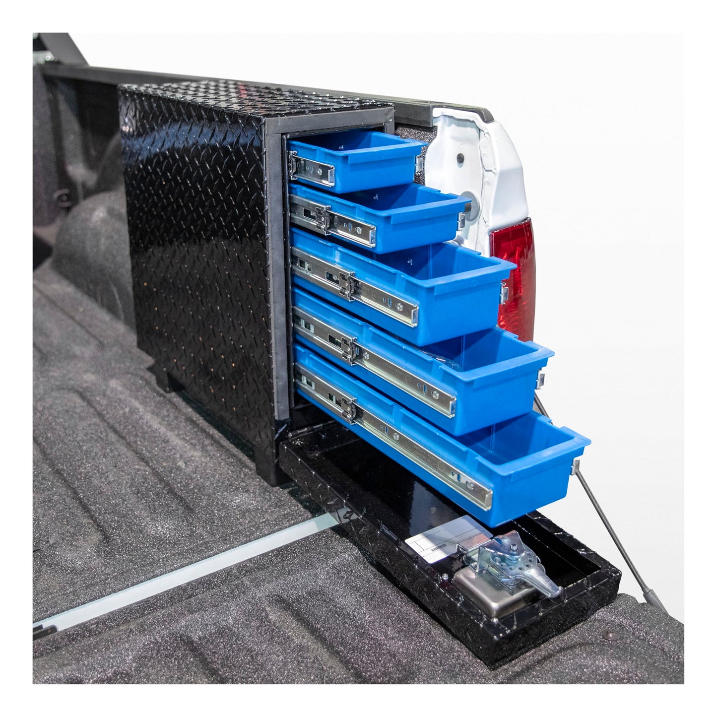 UWS EC20032 18-Inch Gloss Black Heavy-Wall Aluminum Truck Bed Tool Box with 5 Drawers