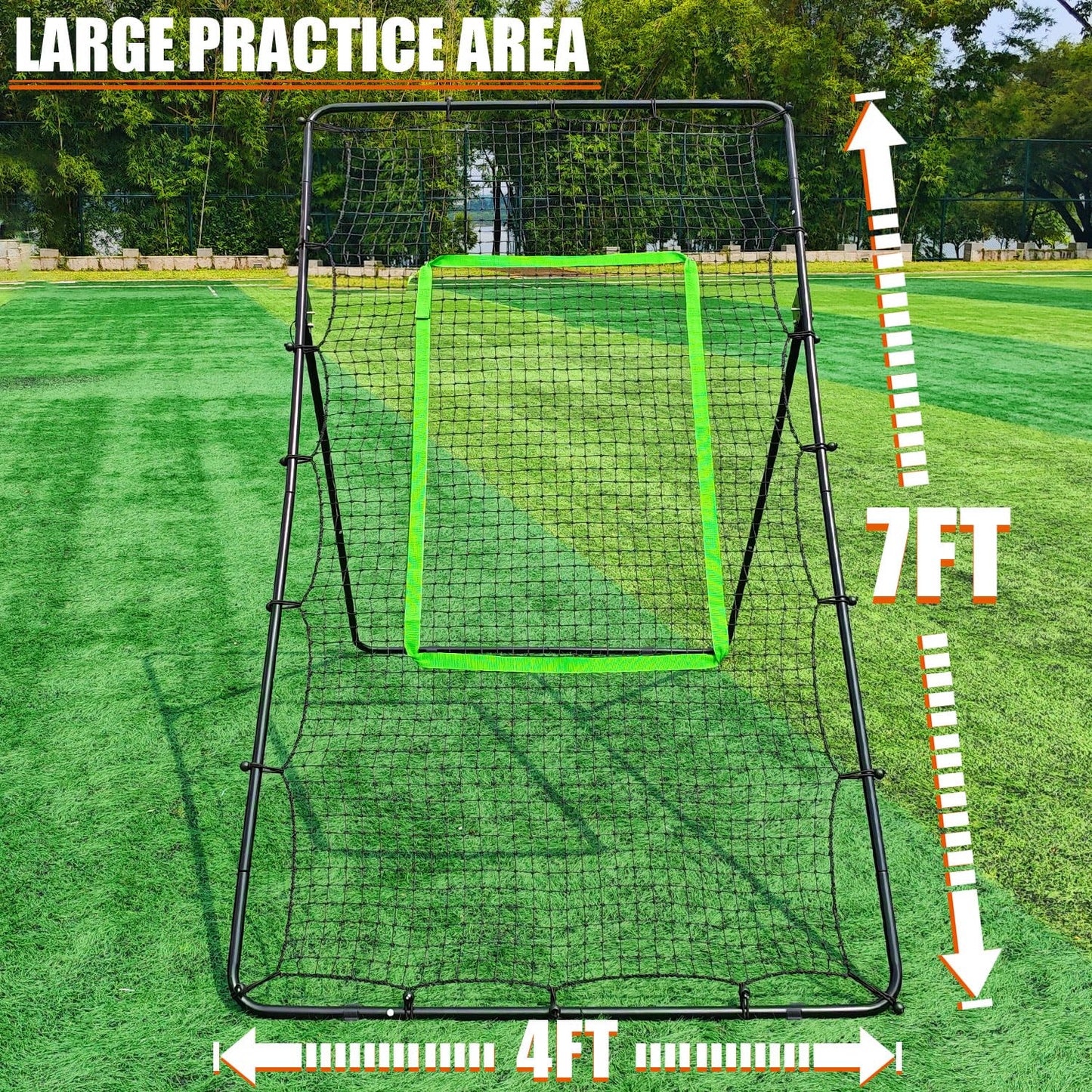 Adjustable Volleyball Rebounder Net 4x7ft, Bounce Back Practice Equipment for Practicing Volleying, Bumping, Spiking-with Volleyball&Bag
