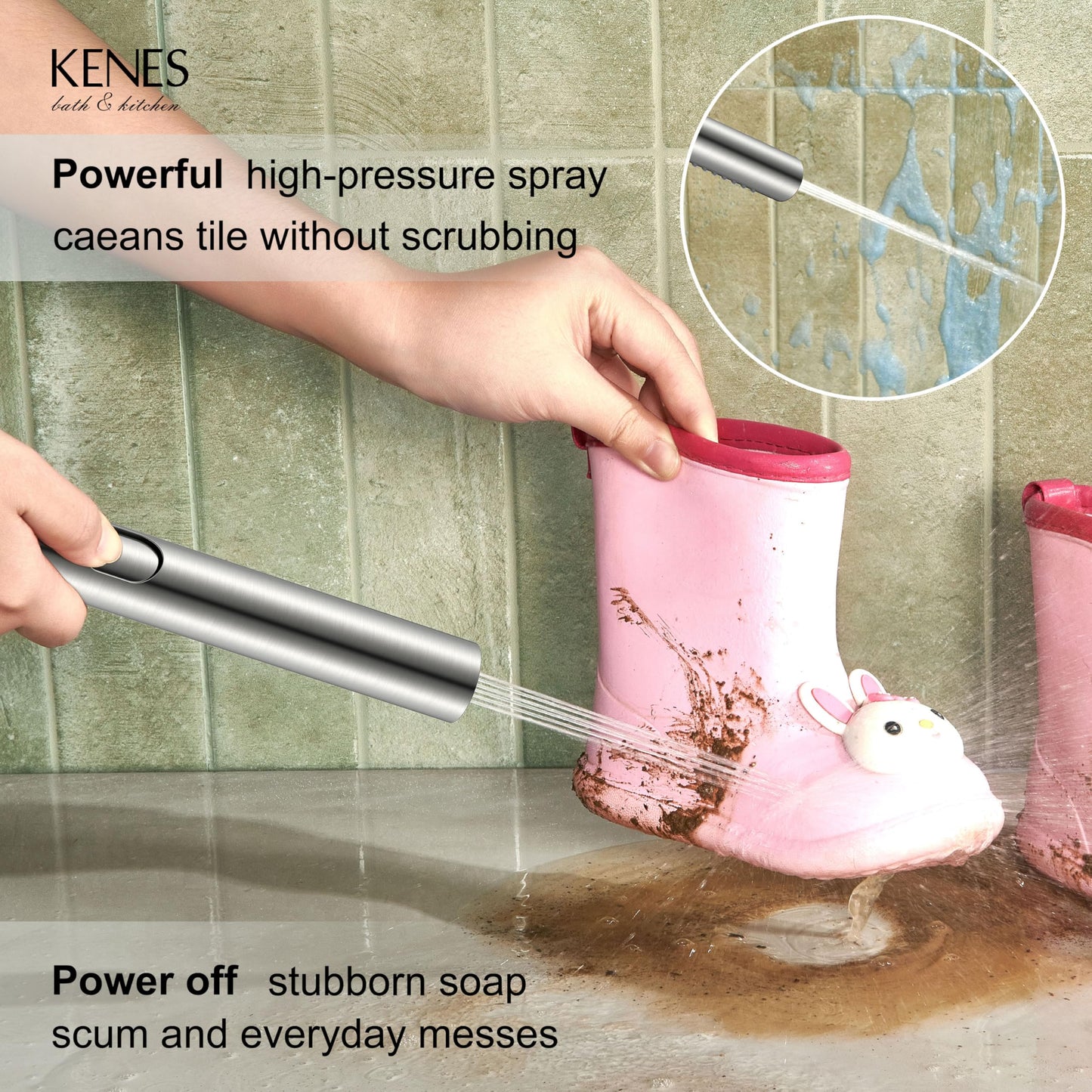 KENES Square Rainfall Shower System Faucet Set, Brushed Nickel Rain Shower Head and Handle Set, 10 Inch Stainless Shower Head with Handheld Spray (Shower Valve Included), LJ-6026A