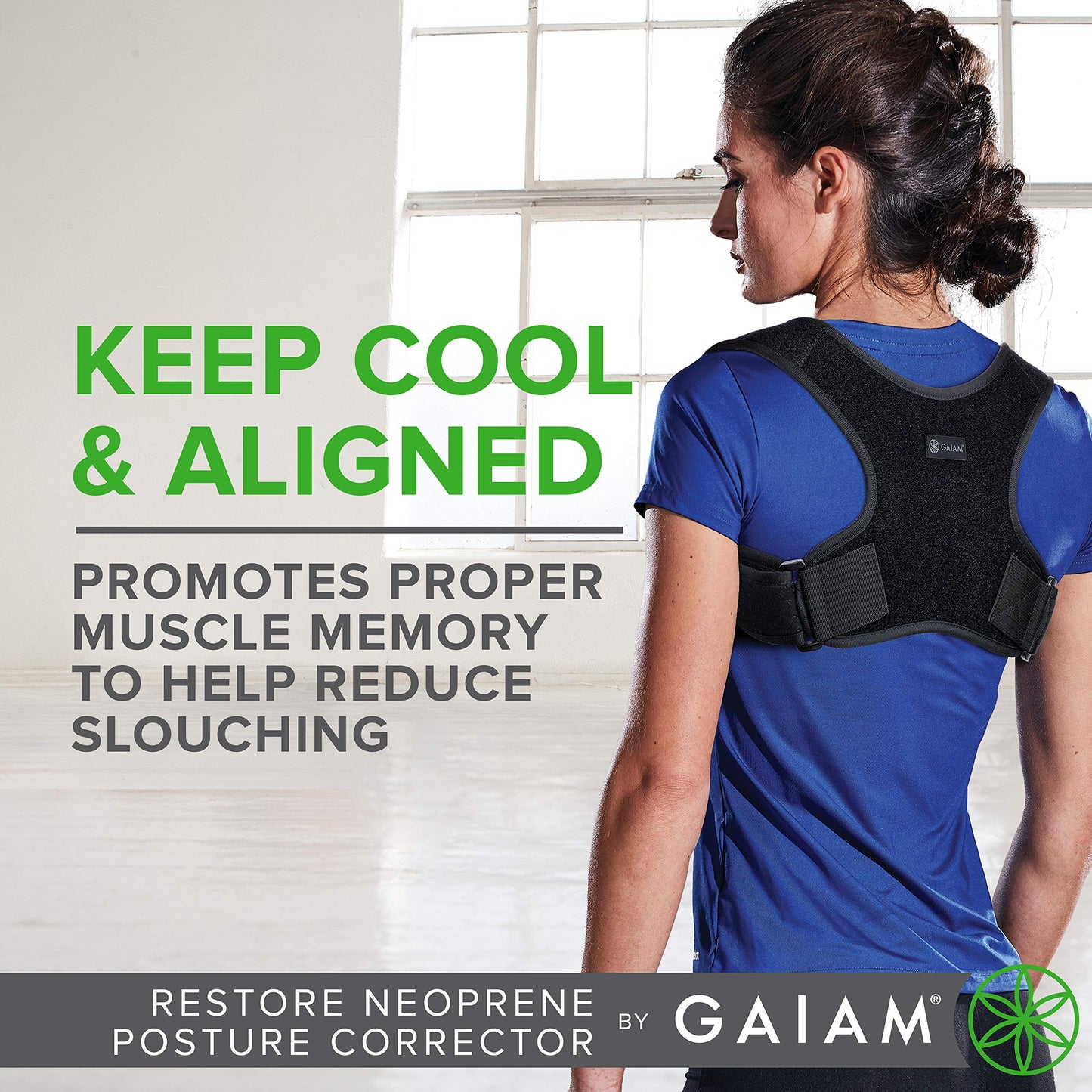 Gaiam Restore Posture Corrector for Women & Men - Neoprene Support with Adjustable Straps