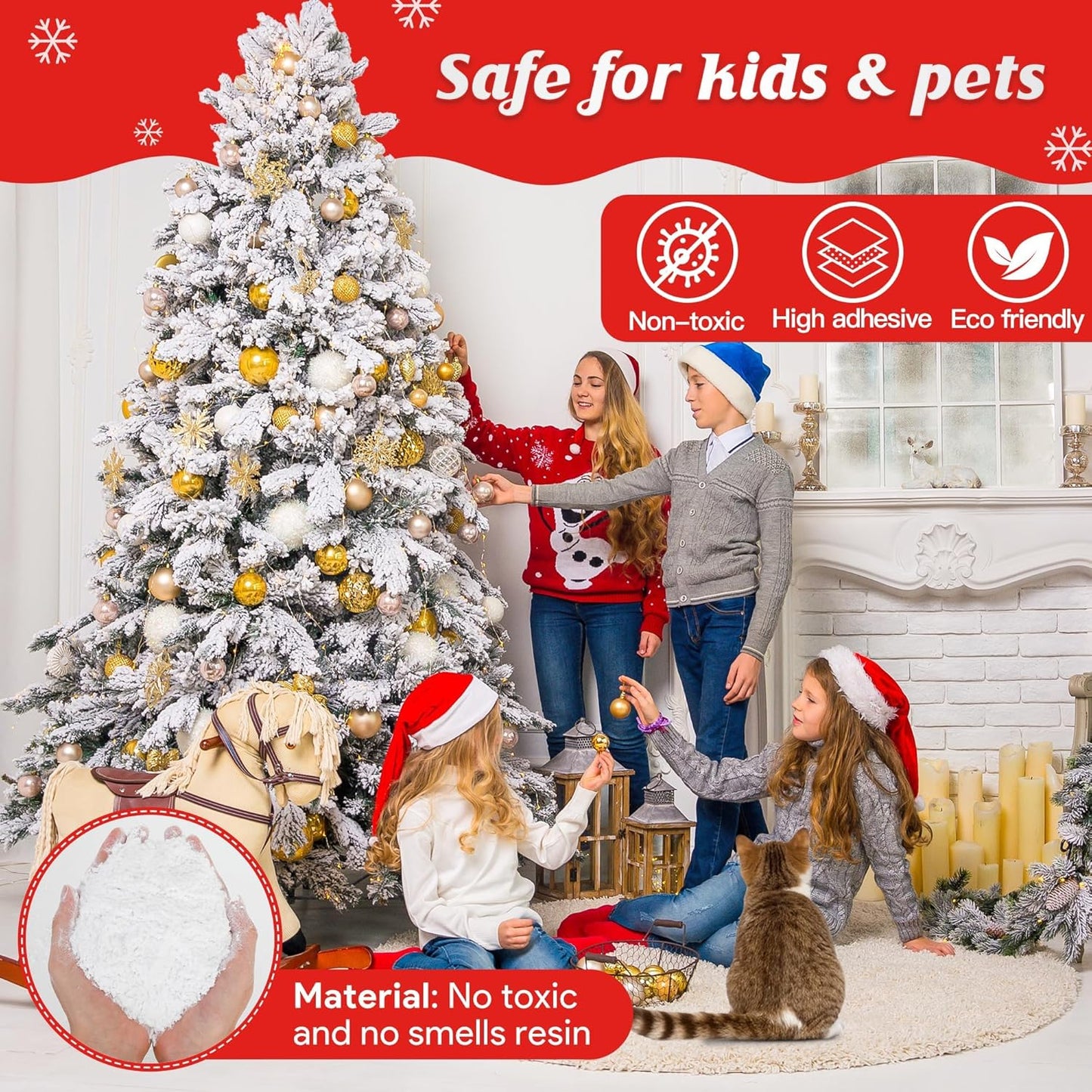 QZYL Christmas Tree Flocking Powder - 5LBS Self-Adhesive Snow for Holiday Decor | White Snow Flock