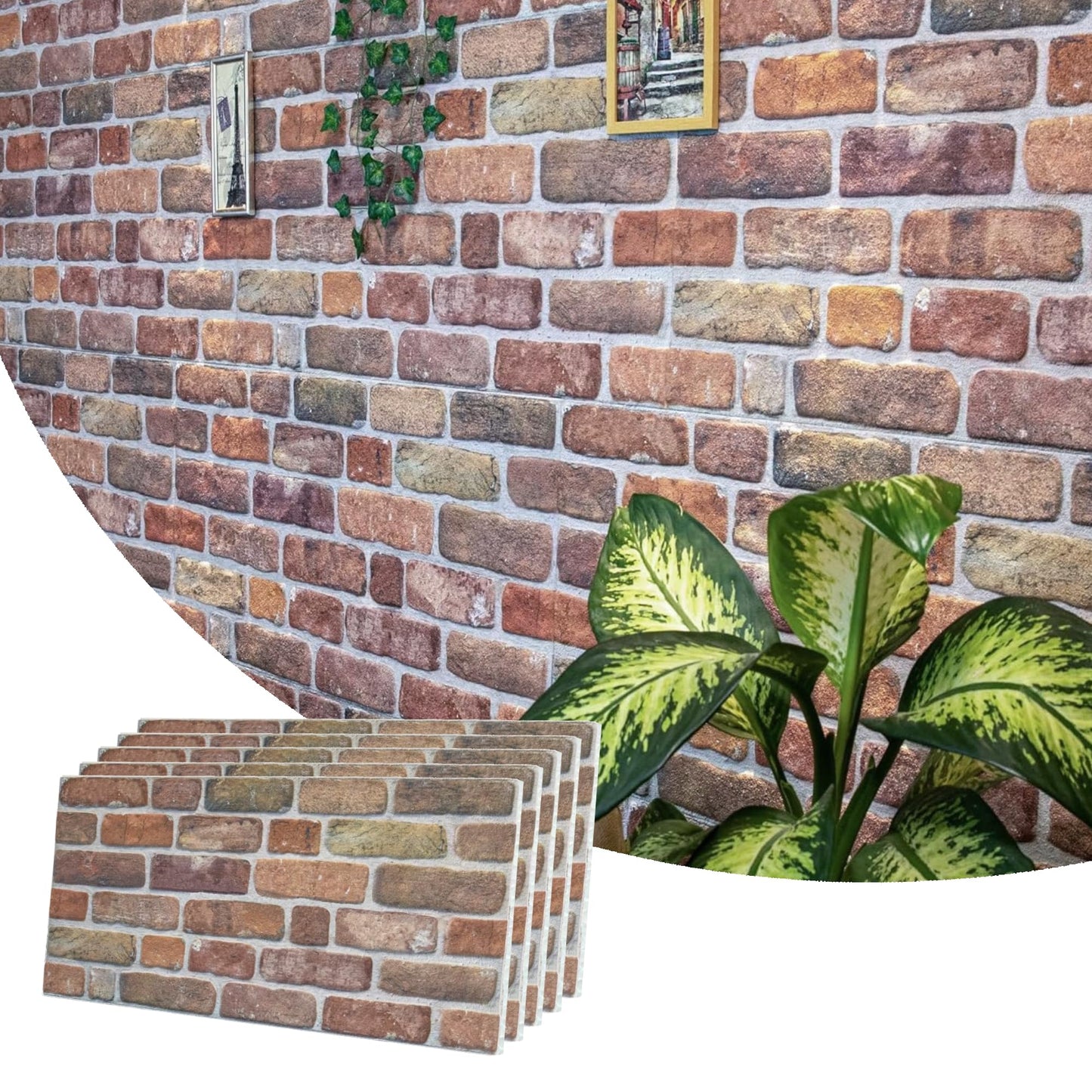 Dundee Deco 3D Wall Panels Faux Brick - Cladding, Brown Beige Stone Look Wall Paneling, Styrofoam Facing for Living Room, Kitchen, Bathroom, Balcony, Bedroom, Set of 5, Covers 27 sq ft