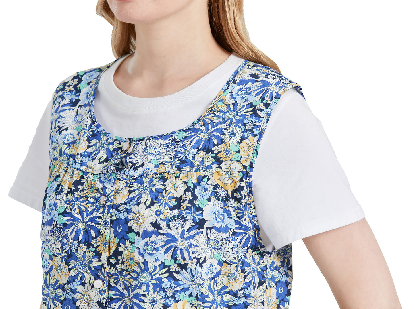 Nanxson Women Cobbler Apron with 2 Patch Pockets, Cotton Printed Bib, Smock with Buttons for Work Chef kitchen CF3177