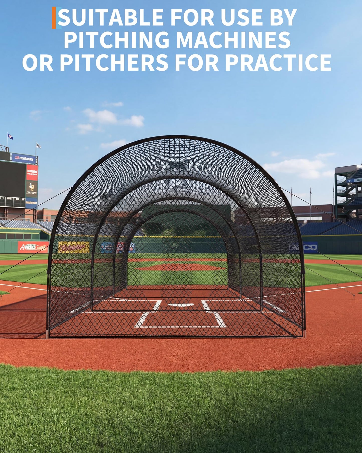 33ft Baseball Batting Cage with Frame and Net, Batting and Pitching Practice Net for Baseball, Softball, and Golf, Suitable for Backyard or Field