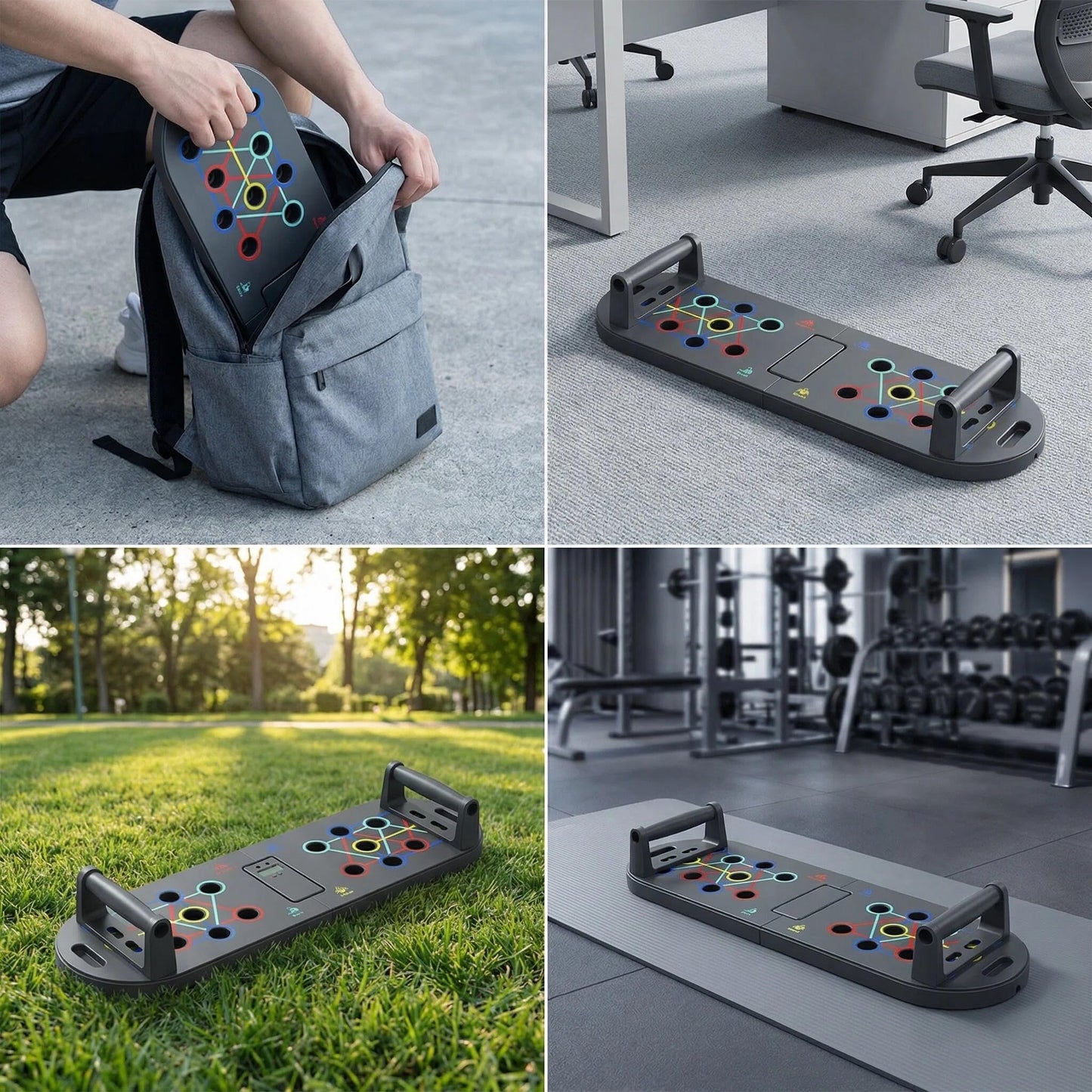 BESUNTEK Foldable Push Up Board, Portable Multi-Function Fitness Exercise Board for Home Total Body Workout (Upgraded Model)