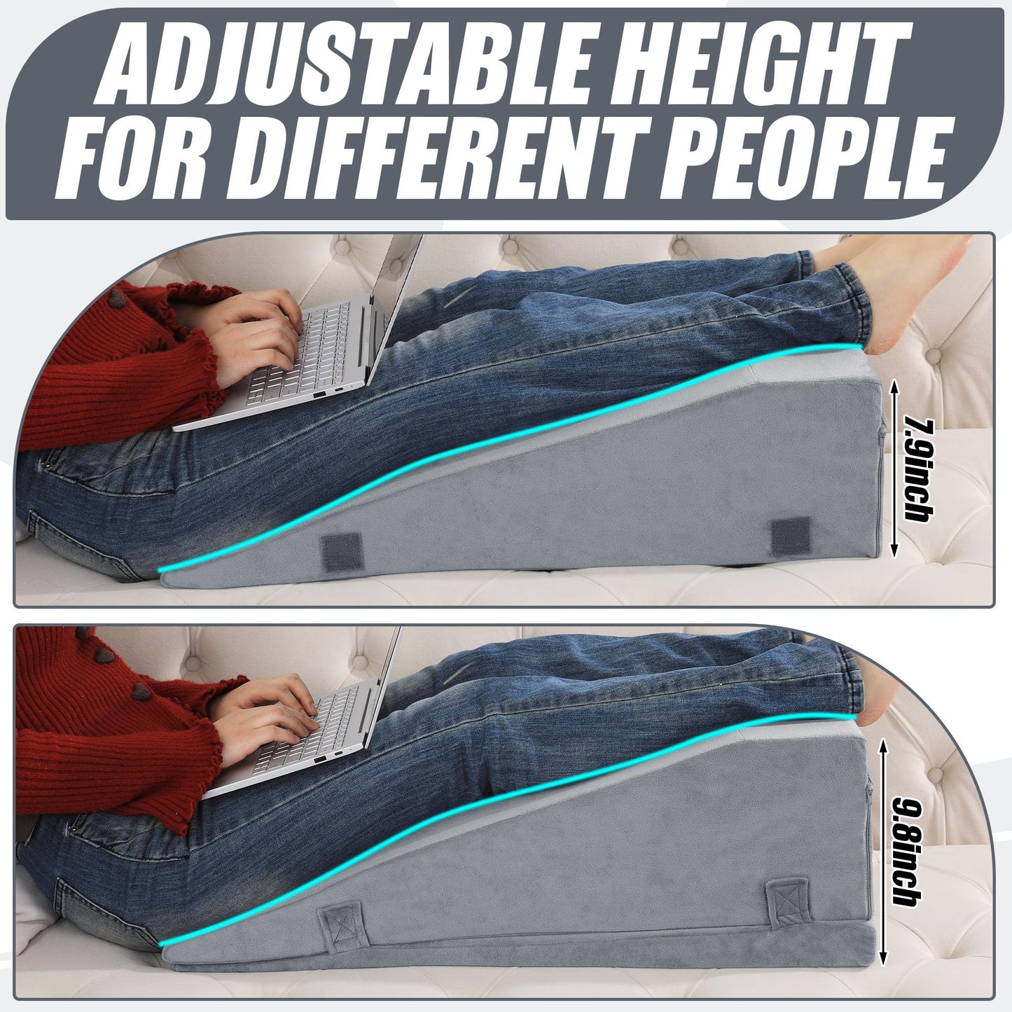 ROYALAY Leg Elevation Pillows for After Surgery, Adjustable Height Knee Surgery Recovery Equipment, Knee Replacement Recovery Aids for Hip Ankle Pain Relief Patent Pending, Single Leg