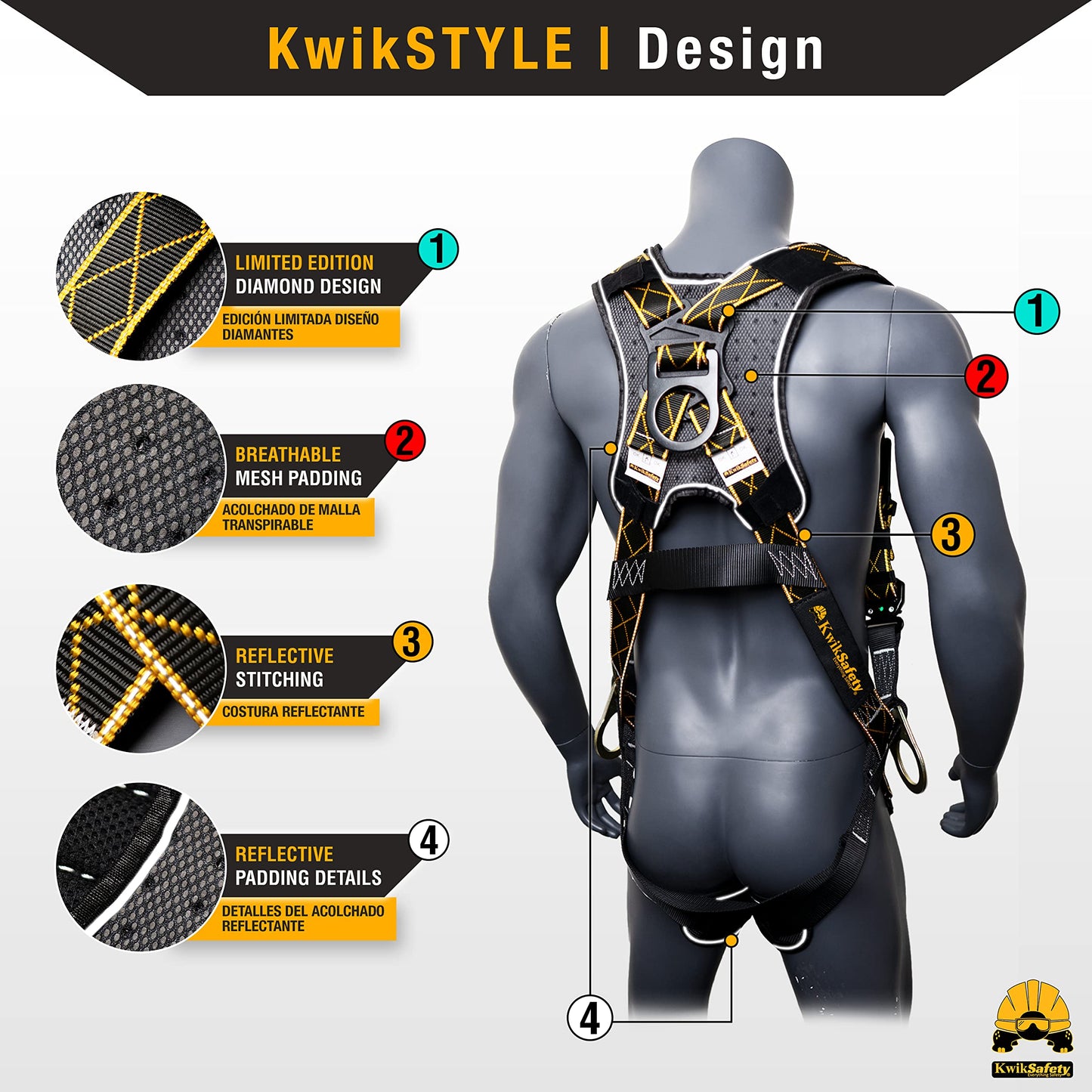 KwikSafety THUNDER DiamondBACK Safety Harness + RATTLER 6ft Safety Lanyard