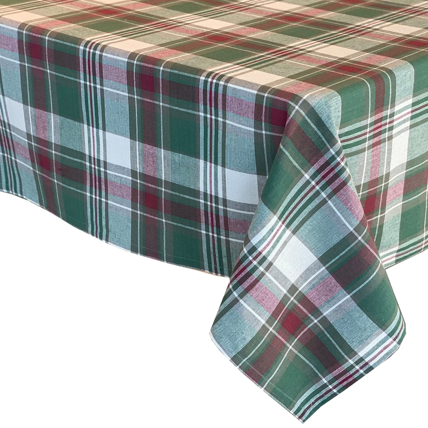 Trends Collection Christmas Cottage Plaid Cotton Weave Holiday Tablecloth, 60" x 102" Oblong/Rectangle