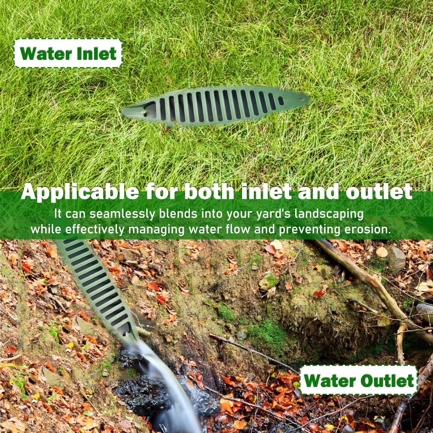 Hehoroo 4PCS Yard Drain Emitter, Angled Slope Drainage Pipe, Angled Drain Emitter for Sump Pump Discharge & Gutter Downspout Extensions, Compatible with 4-Inches Connections