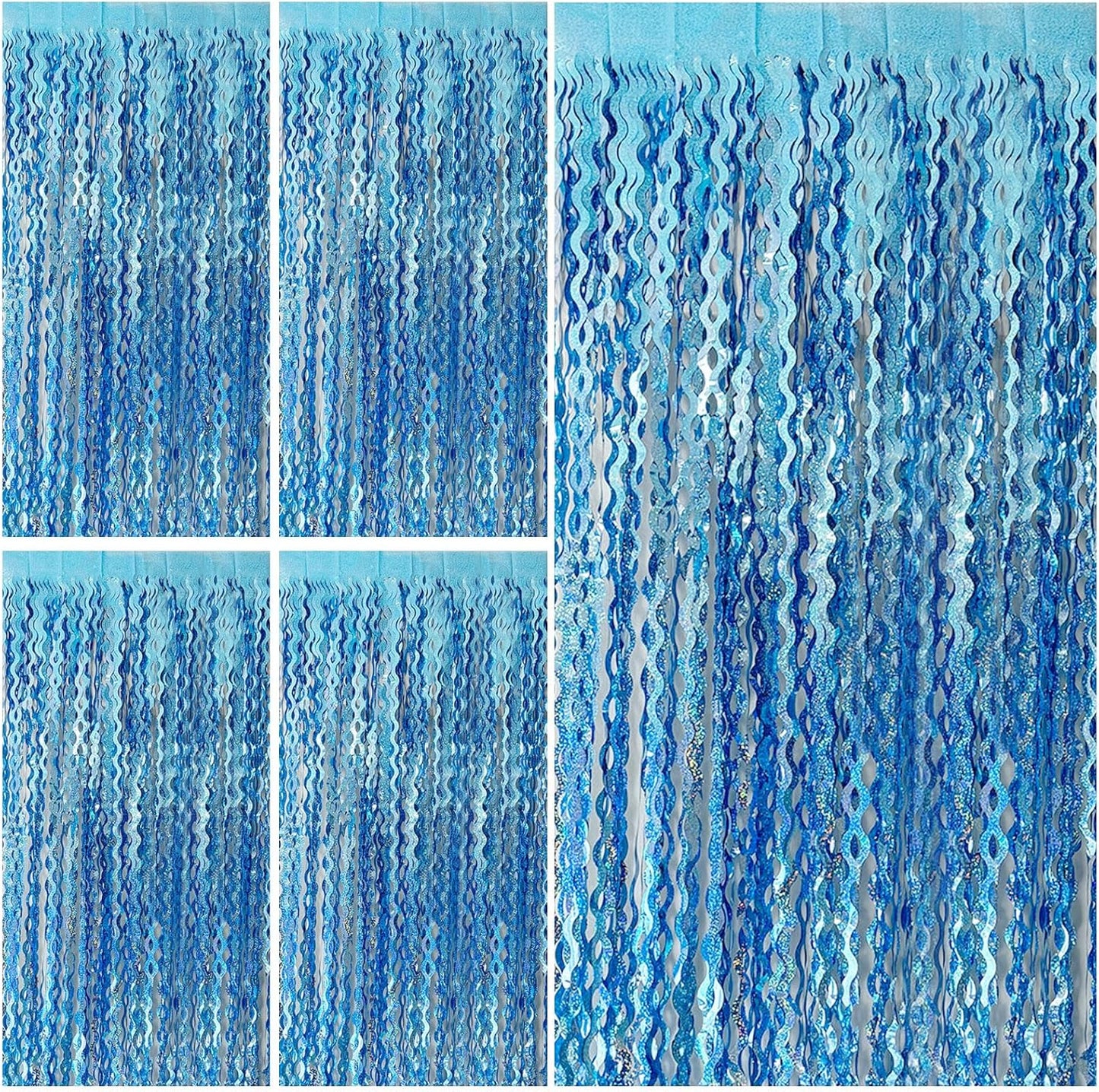 Skiennix Tinsel Foil Fringe Curtains - Metallic Wavy Backdrop for Parties & Events | Photo Booth Decor