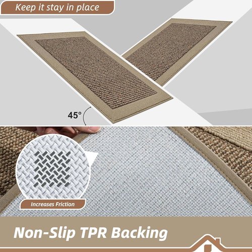 BEQHAUSE Indoor Door Mat - Non-Slip, Washable Dirt Trapper Rug | 20" x 32", Taupe Color for Entryway