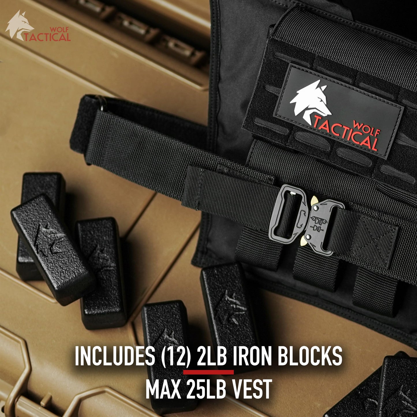Wolf Tactical Men’s Weight Vest - Adjustable Weighted Vest for Strength Training, 25 LB Tan